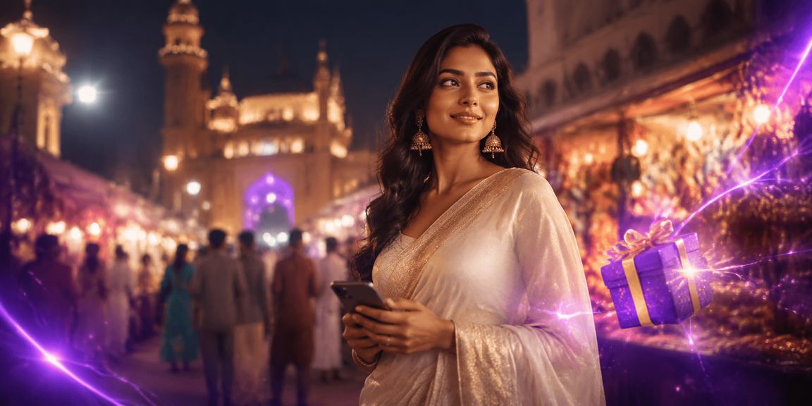 Woman using mobile payment app in Lucknow old city